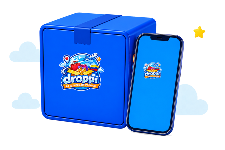 Caja y teléfono Droppi