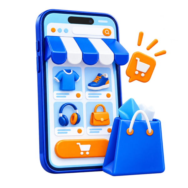 Teléfono con tienda para elegir productos
